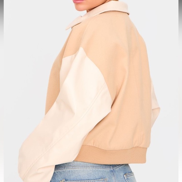 🆕 PRETTYLITTLETHING Tan and Cream Bomber Jacket - Picture 11 of 11